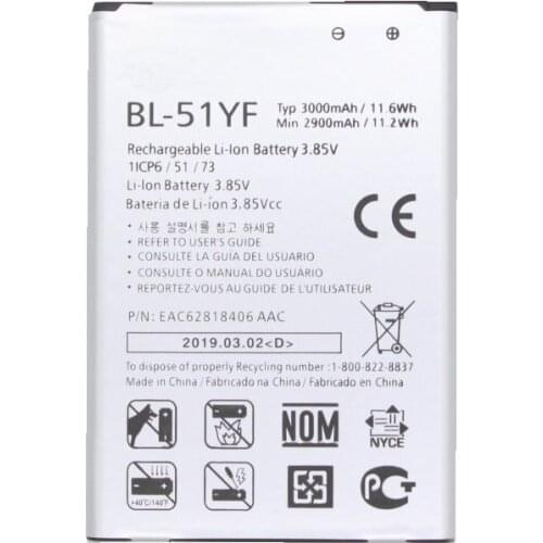 10pcs /lot 3000mAh BL-51YF Replacement Battery For LG G4 BL-51YH H815 H811 H810 VS986 VS999 US991 LS991 F500 G Stylo F500 F500S