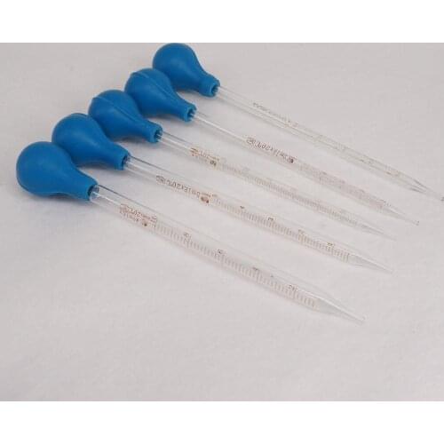 1ml 2ml 3ml 5ml 10ml Glass Graduated Pipette with Rubber Bulb Lab Chemistry Dropper Dispensing Lab Supplies