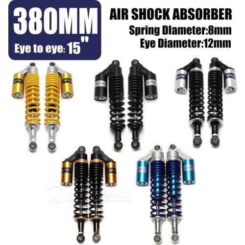 Universals 380mm 15'' Diameter 12mm Black Golden Motorcycle Rear Gas Shock Absorber Air Suspension For Scooter AVT Quad D30