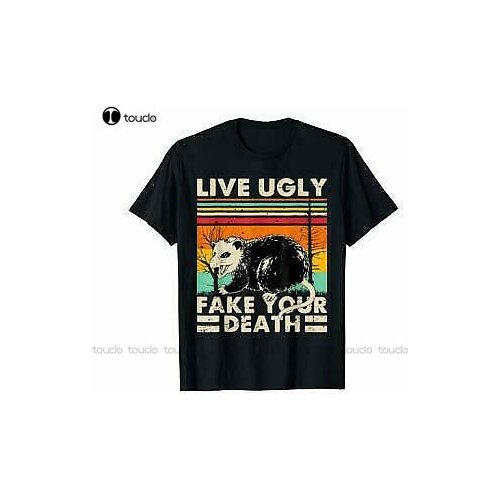 Live Ugly Fake Your Death Opossum Funny Ugly Cat Vintage T-Shirt boys tshirts
