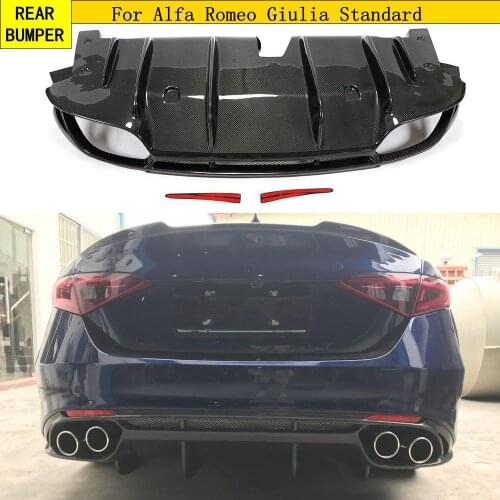 Bumper Guard 4 exhuast Lip Wing Spoiler Carbon Fiber Rear Bumper Diffuser for Alfa Romeo Giulia Standard 2017- 2020 Body Kit