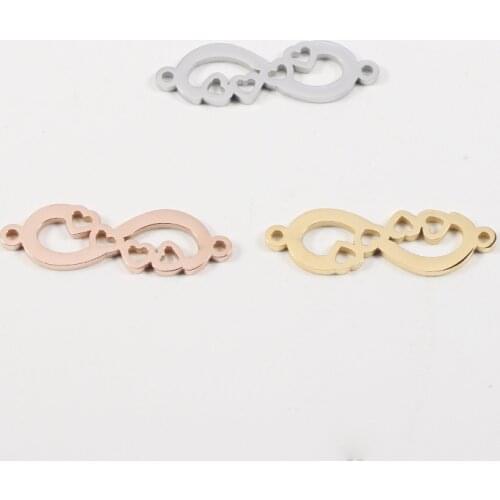 20pcs/Lot Stainless Steel Mirror Polish Infinite Charms Heart Pendants Connector DIY Jewelry Making Necklace Accessories