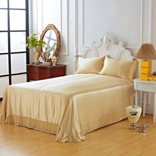 100% Mulberry Silk 16 mm Seamless King Size Ivory Beige Champagne Pink Colors Flat Sheet Rounded Type 1 Piece Customize MS04