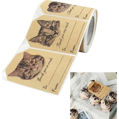250pcs 5*7.5cm Cute Cart Kraft Paper Stickers Thank You So Much Decoration Label DIY Gift Wrapping Stationery Stickers
