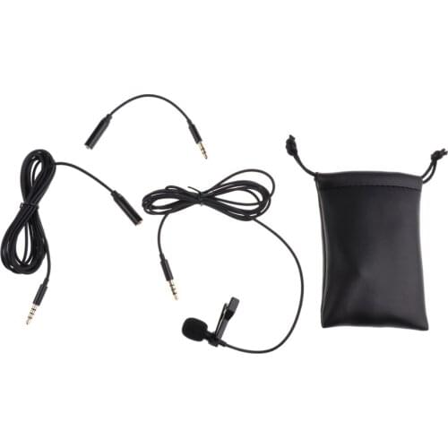3.5mm Lapel Clip-on Microphone with Microphone Adapter Cable for Smartphone Phone Recording