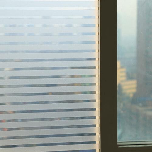3D No Glue Static Decorative Privacy Window Films 2M Waterproof White Frosted Line Blind Style Privacy Stripe Glass Sticker Viny