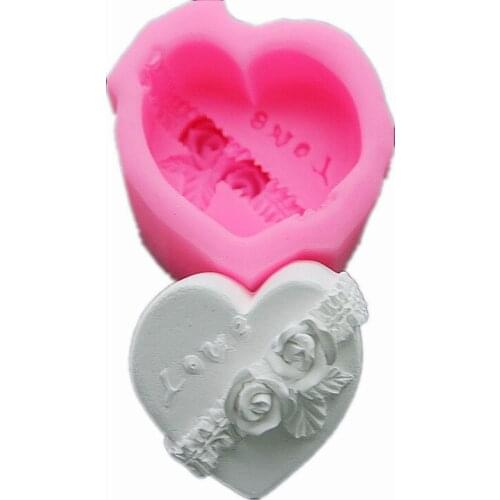 3D Heart Love Rose Flower Silicone Soap Mold Chocolate Mould Fondant Cake Molds Candle Polymer Clay Molds Crafts DIY Forms