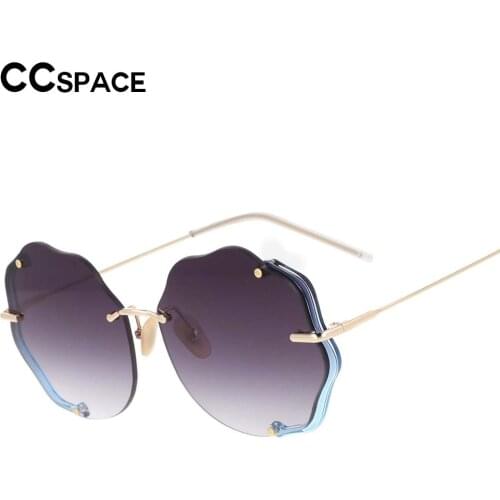 53224 Rimless Wave Ladies Sunglasses Metal Frame Decorative Vintage Men Womens Shade UV400
