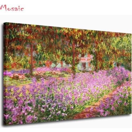 Diy Diamond Painting Full Square/Round Drill Irises in Monets Garden 5D Diamond Embroidery Cross Stitch Picture Crystal Mosaic