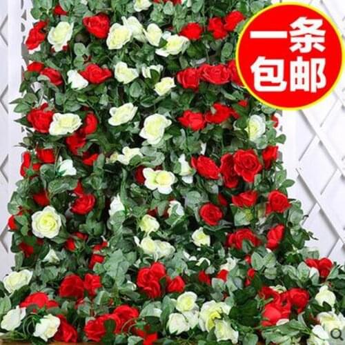 Free Ship 10Pcs/Lot 220CM Artificial Silk Rose Flower Garland Wall Hanging Plant for Wedding Party Home Garden Decoration CR-82