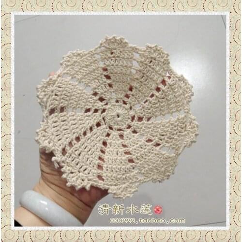 Free shipping 6 pic/lot cotton crochet round pad rustic vintage mat decoration cup pads pot holder for tea table coaster felt