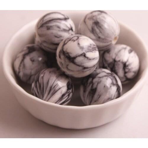 20mm 100pcs/lot solid Water printing Imitation Turquoise beads for Chunky Necklace Jewelry