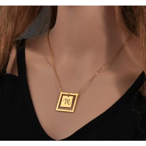 Custom Letter Numbers Necklace Personalized Jewelry Chain Pendant Gold Color Necklace For Women Stainless Steel Trendy Gifts