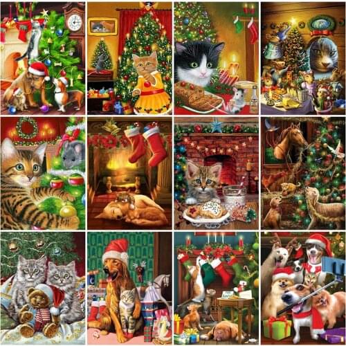 Evershine Diamond Painting Cat Cross Stitch Diamond Mosaic Christmas Embroidery New Arrival Cartoon Rhinestones Handicraftt