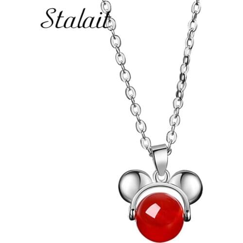 Choker Rose Gold Green Red Scroll Glass Beads Mouse Pendant Necklace Animal O Chain Clavicle Chain Women Jewelry