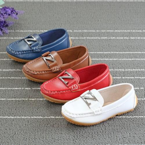 Girls boys leather shoes Childrens Shoes Mother & Kids Kids genuine leather flat shoes solid slip-on cheap hot new cow muscle