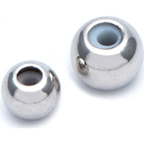 20pcs Round Rubber Stopper Beads 4/ 5mm, Rhodium Plated Brass, Silver Tone Rondelle Charm Holder Connector (GB-919)
