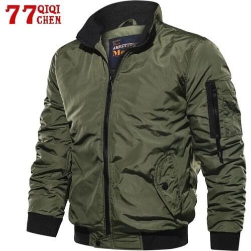 Military Bomber Jackets Men Casual Solid Zipper Pilot Baseball Jacket Spring Autumn New Thin Stand Collar Male Slim Fit Coat