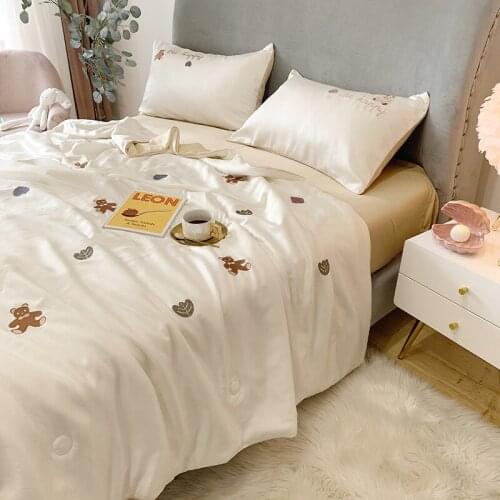 Summer Thin Quilt Kawaii Cute Bear 80 Double-Sided Tencel Summer Blanket Washable Air Conditioning Quilt Core Soft Bare Sleeping