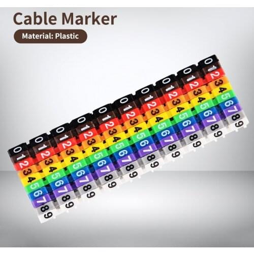 0-9 Coded Cable Markers C-Type Cable Identification Cord Marker Number Tag Label For 1.5-10mm Wire