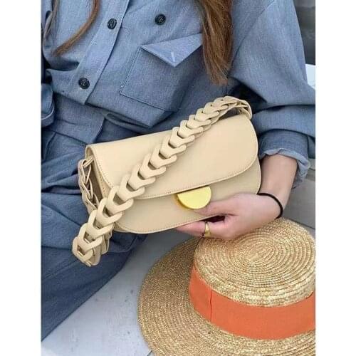 Fashion Genuine Leather Ladies Hand Bags 2021 Shoulder Bag Luxury Twist Braid Round Lock Women Small Messenger Tan Purse Totes