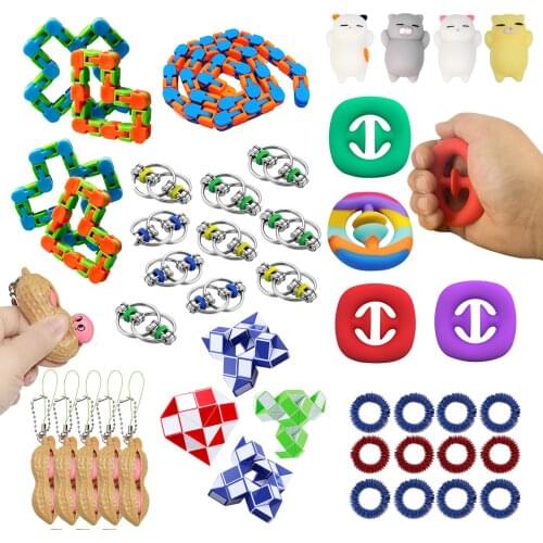 Kit Fidges Toys Wacky Tracks Chain Fidget Toy Pack Stress Relieve Sensory Squeeze Toys Parent-child Interactive Education Gifts