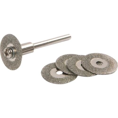 OOTDTY 2018 5PCS 22mm Emery Diamond cutting blades Drill Bit+1 Mandrel for Dremel Set