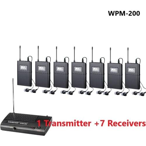 Original Takstar WPM-200/WPM200 UHF frequency band stage wireless monitor system in ear earphones 1 Transmitter+7 Receivers