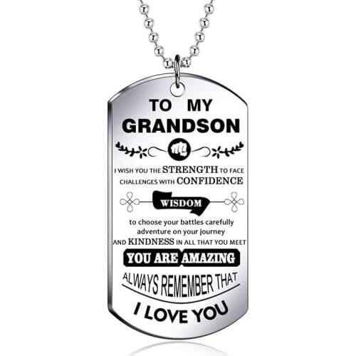 Necklace for Boy Grandson Gifts From Grandparents Inspirational I WISH YOU THE STRENGTH TO FACE CHALLENGES WITH THE CONFIDENCE