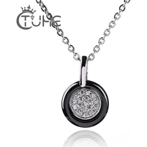 10pcs/Lot Rhinestone Circle Necklaces Pendants For Women Round Ceramic Necklace Jewelry Wedding Birthday Gift Amazing Price