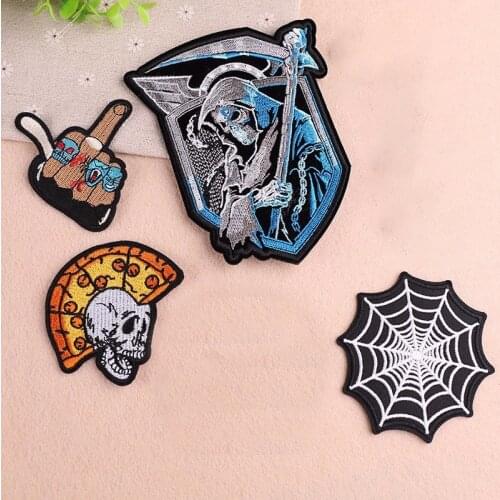 PGY Clothing Punk Death Badge Wind Cloth Stickers Pharaoh Skull DIY Knitting Embroidery Stitch Repair Jacket Coat Decoration