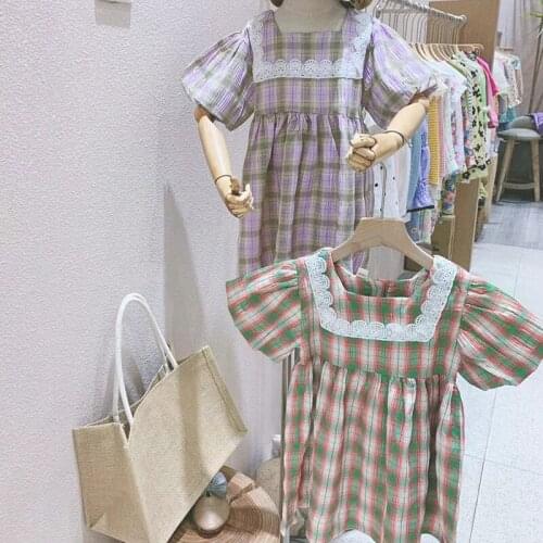 Dress for Girls Baby Girl Clothing Girls Dresses 2021 New Style Girls Plaid Dress Fashion Summer Cotton Girls Dresses 2-7 Years