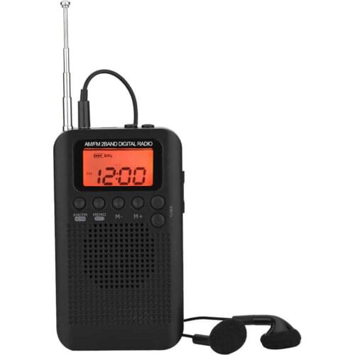 Portable am fm digital radio Pocket Mini Digital Tuning Radios Receiver LCD Display Screen Can Store 58 Radio Stations 3.5mm