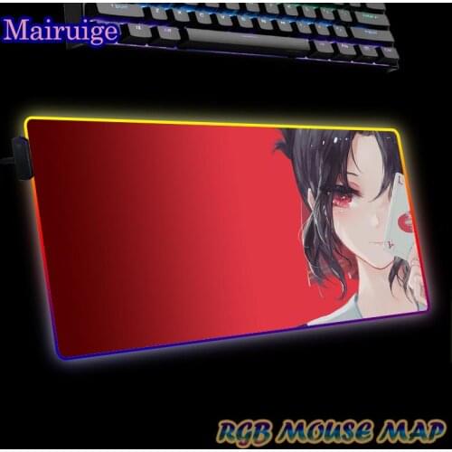 RGB Anime Girls Mouse Pad LED Colorful Gamer Keyboard Pad Large Gaming Room Accessories Kawaii Mousepad Cartoon XXL Desk Mat