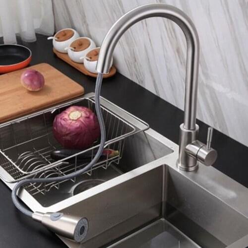 LASO 360 rotate kitchen faucet tap 304 stainless steel kitchen pull type faucet hot and cold wash basin expansion faucet swivel