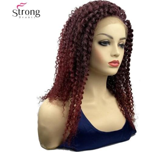 StrongBeauty Synthetic Lace Frontal Wig For Women Long Kinky Curly Brown/Red Wigs Hair Heat Resistant