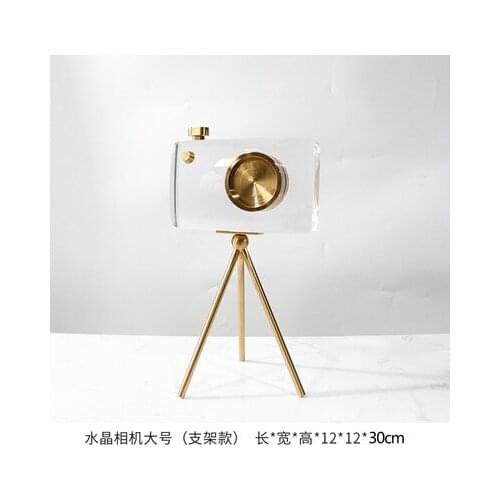 Light luxury crystal bracket metal camera tabletop decoration model room bookshelf WATER GLASS BOOK SHELF MODERN HOME LIVING ORN