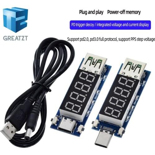 Type-C PD decoy module Quick charge trigger module DC digital display voltage ampere meter Test instrument Support PD2.0 PD3.0