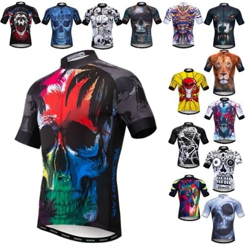 Weimostar Skull Cycling Jersey Men Summer Breathable Bike Clothing Quick Dry MTB Bicycle Jersey Anti-UV Cycling Shirt Maillot