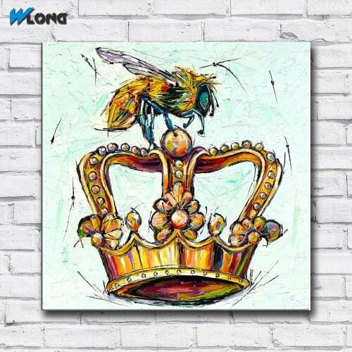 Wlong Art Printing Pop Oil Painting Canvas Bees in the Crown Wall Art , Wall Pictures for Living room Bedroom Office No Frame