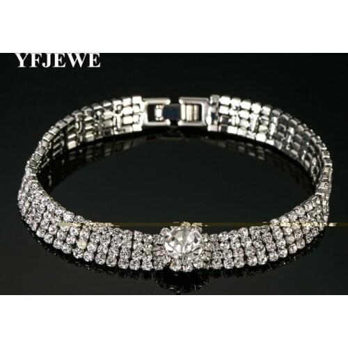YFJEWE Delicate Fashion Chain Type Bracelet Tone Crystal Rhinestones Chic Jewelry For Women lady Bridal Prom Bracelet #B083