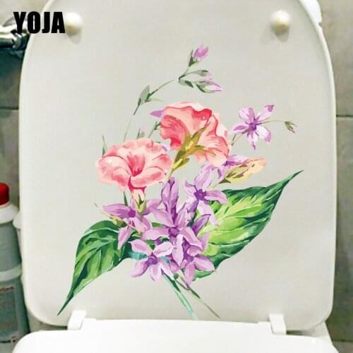 YOJA 17.5CM×23.4CM Hand Drawn Flower Bedroom Wall Decor Cartoon Morning Glory Branch Toilet Stickers T1-2597