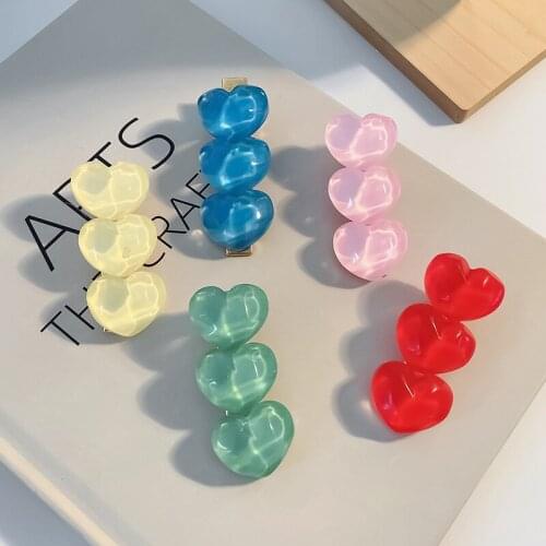 1PC New Candy Color Love Shape Hair Clip Cute Sweet Girl Side Clip Ripple Duckbill Clip Korean Bangs Hairpin Hair Accessories