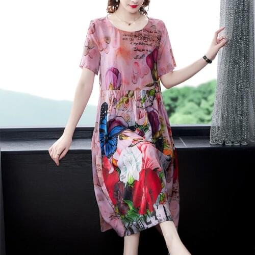 ZUOMAN 4XL Plus Size Floral Chiffon Midi Dress 2021 Summer Vintage Loose Print Beach Dress Women Elegant Bodycon Party Vestidos