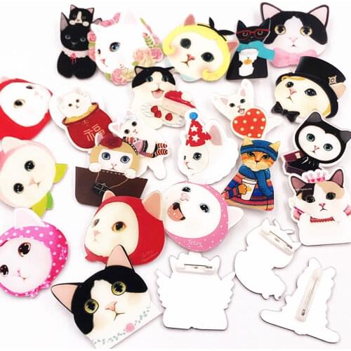 1Pcs Cute Cat Animal Badges for Clothing Bag Shoe Icons on Acrylic Badges Brooch Cartoon Backpack Pins