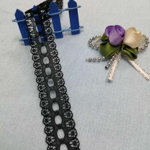 1Yards Latest Lace Fabric Embroidery Tulle Lace Ribbon 1.7cm Black Laces Collar Trimmings Sewing Clothing Wedding dentelle ZA12