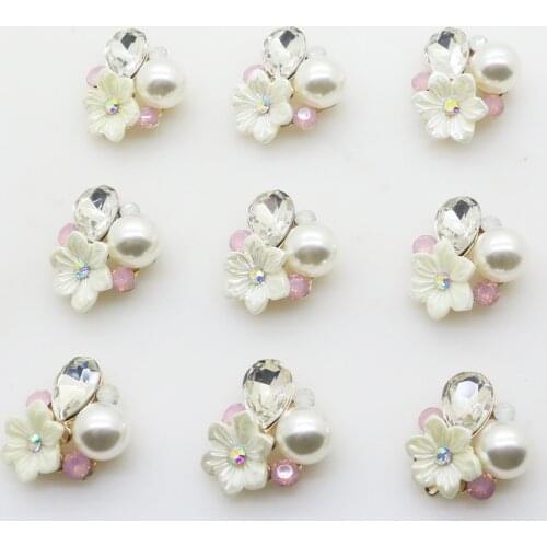 10pcs/lot 20mm Pearl Rhinestone Metal Flower Diy Jewelry Findings Accessories Embellishment For Jewelry Making DIY Accessories