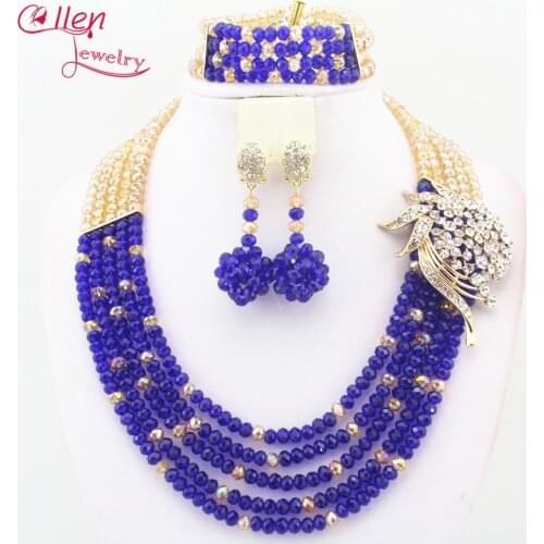 2019 Nigerian Wedding Bride Jewelry Set Gift dubai Costume Necklace Bracelet Earrings sets african beads jewelry set N0071