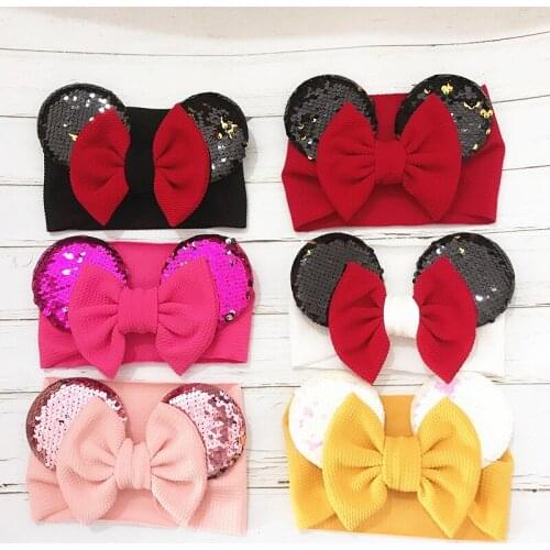 2019 spring and summer childrens elastic cloth hair band baby baby hair band headdress big bow wide hair band