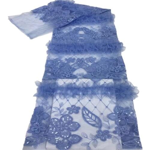 3D African French Tulle Lace Fabrics High Quality 2021 Sequence Nigerian Lace Fabrics For Women Dress Sewing WS66-619